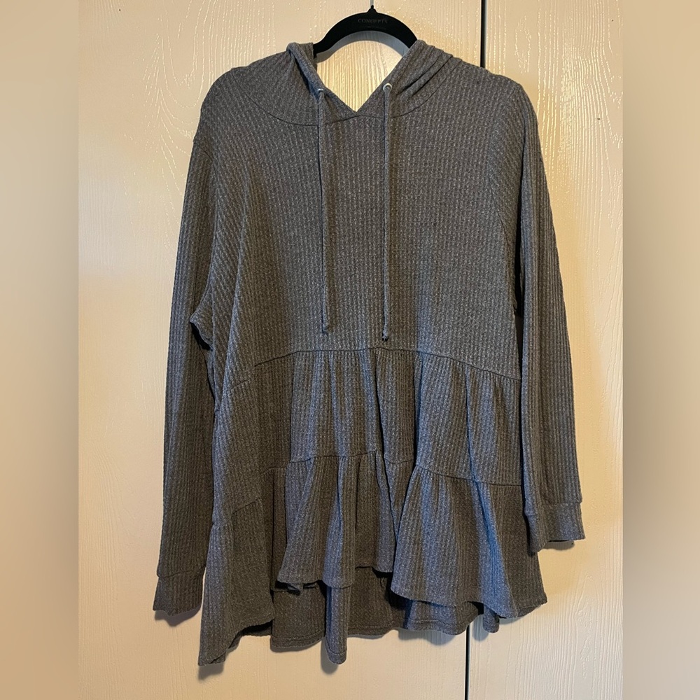 Lane Bryant tiered long sleeve top with hoodie